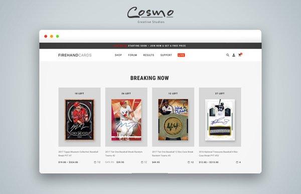 Baseball card e-commerce site.