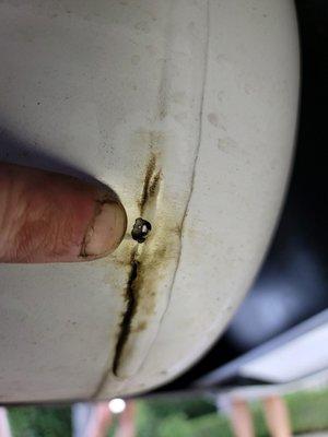 Hole on the tank