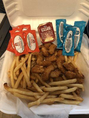 Fried shrimp and fries