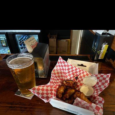 Wings and beer any man's dream.