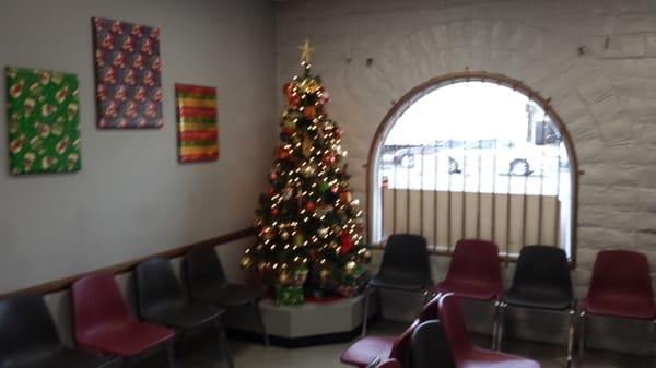 holiday spirit in the waiting room