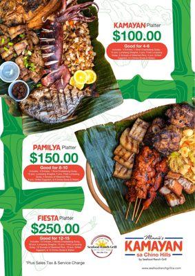 Sample platters served only here at Seafood Ranch Grill by: mimmie's KAMAYAN sa Chino Hills