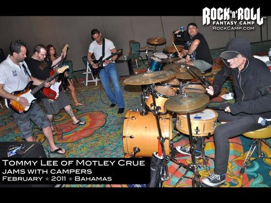 Tommy Lee of Motley Crue jams with campers