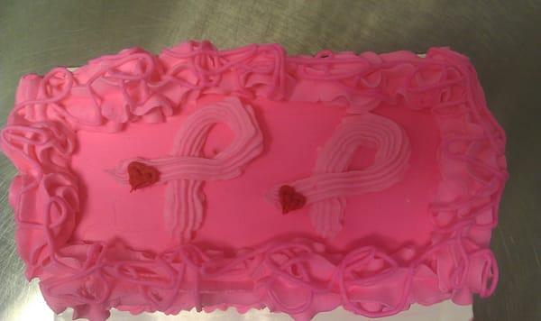 Their new  ice cream cake design for breast cancer month.