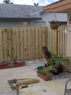 Wooden fence installation