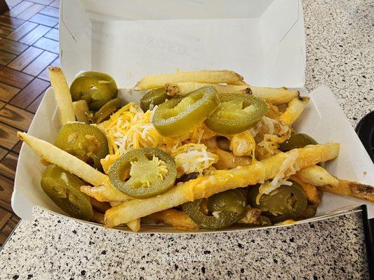 Loaded fries cheese and jalapeños