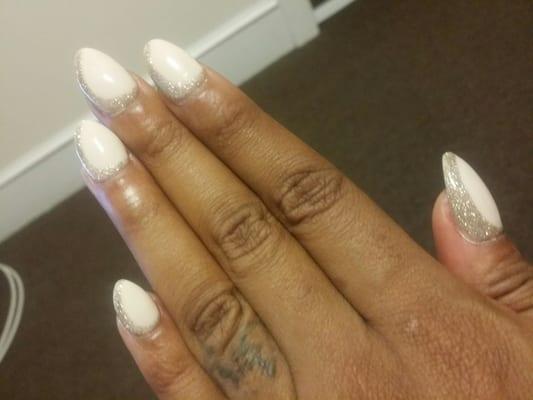 Gel Set, OPI nudie w/crescent glitter accent.