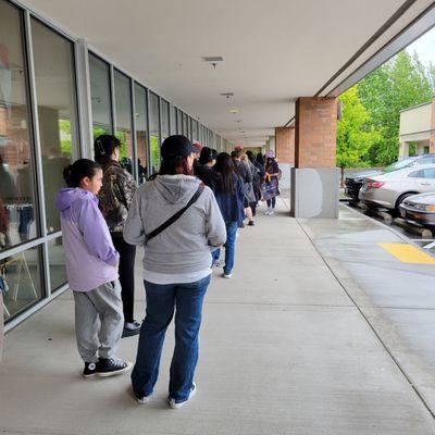 Grand opening lines wait at 1 pm.