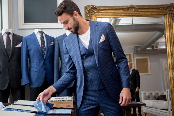 There are hundreds of fabrics to choose from to create your perfect bespoke suit at Brimble & Clark