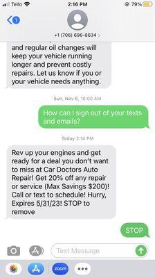 The new owner replied saying I wasn't even a cx. Here is the evidence that I had communication with this car shop.