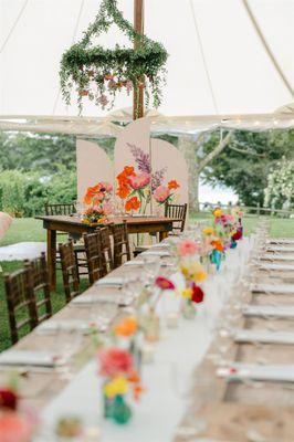 Colorful Bottle centerpiece for a summer wedding