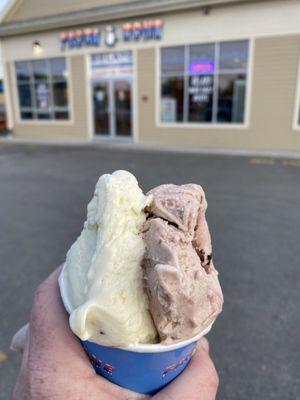 Couldn't decide- left is cannoli gelato and right is cherry garcia gelato