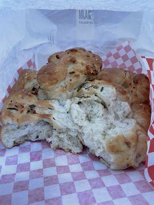 Rosemary sea salt bread post multiple bites