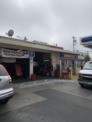 Honda CR-V about to get an oil change.