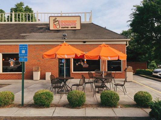 Front of business, outside seating