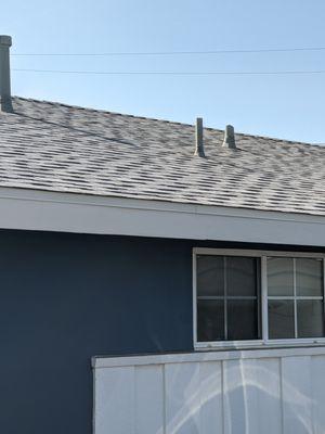 all the vent pipes were painted to blend into the new roof