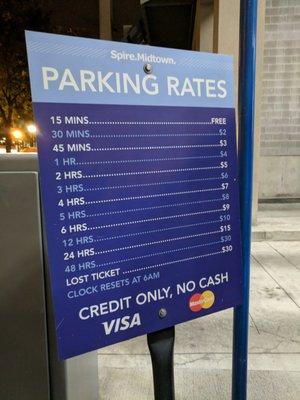 Spire parking deck rates.