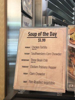 Soup of the day menu