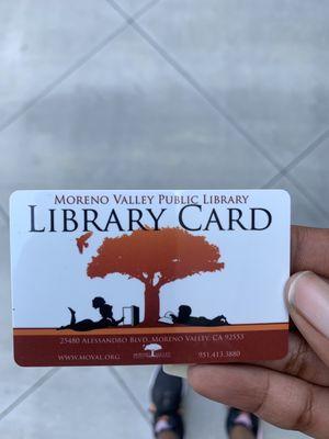 Moreno Valley Public Library card