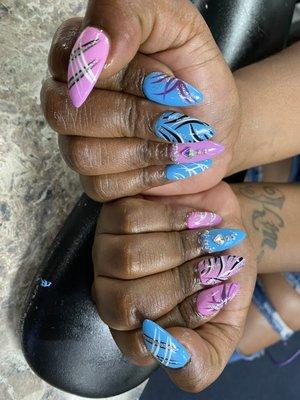 Funky freestyle nails.