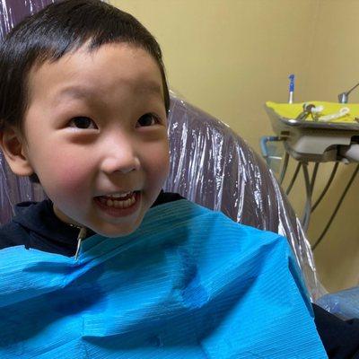 All smiles on his first dental cleaning! Amazingly friendly staff and no tears from my guy makes me the happiest mom!