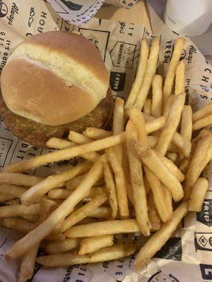 Veggie Burger and fries