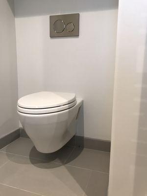 Wall hung Toto toilet.