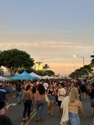 Beautiful evening sky Crowds