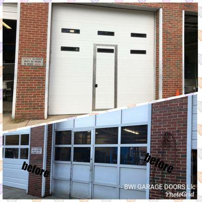 Before and after picture Commercial Garage Door  Installed