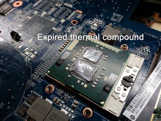 Dried out thermal compound and hardened thermal conductive pads causes the system to run hot or overheat.