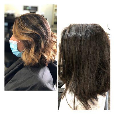 Balayage before and after