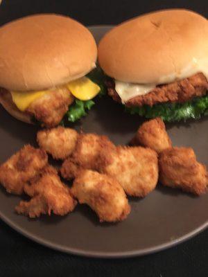 Deluxe chicken sandwiches with nuggets