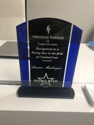 Attorney Armine Markosyan was recognized as a Rising Star in the filed of criminal law!