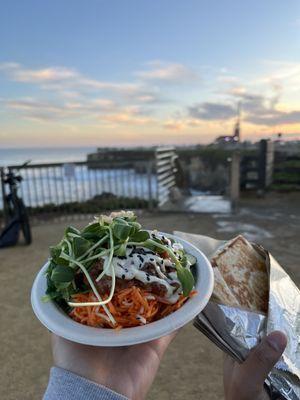 Poke bowl and quesadilla