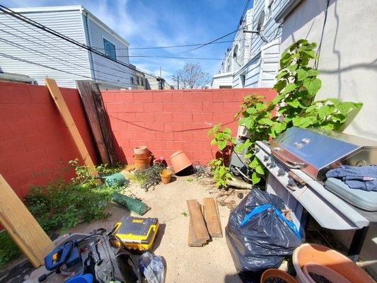 Before picture: Client's cinder block wall project (South Philly)