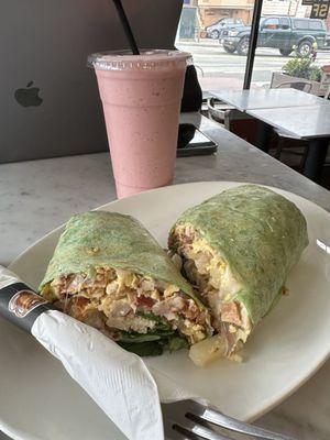 Breakfast Burrito and smoothie