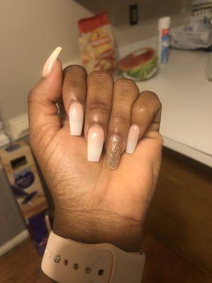 French ombré fade and gold nails