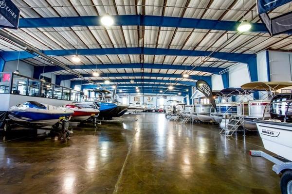 Inside of the MarineMax Clearwater showroom