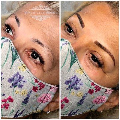 Amazing transformation! Are you next? Message me let's chat about your brow goals! #PowderBrow #BrowShading #ShadedBrows