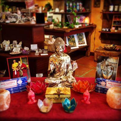 Our front table is dedicated to peace, harmony, and mindfulness.