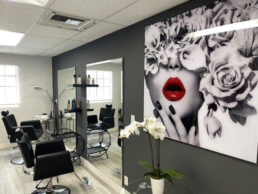 Up stairs artist space 
 Brow Waxing/Threading, Make Up, Facial + Massage Rooms & more