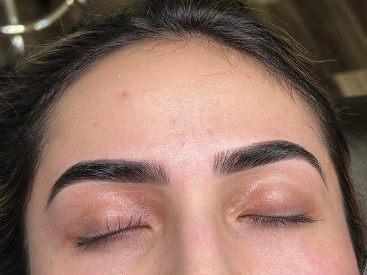 Brow wax and hybrid tint