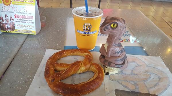 Bob the Raptor Says "Pretzel Prey is really good here."