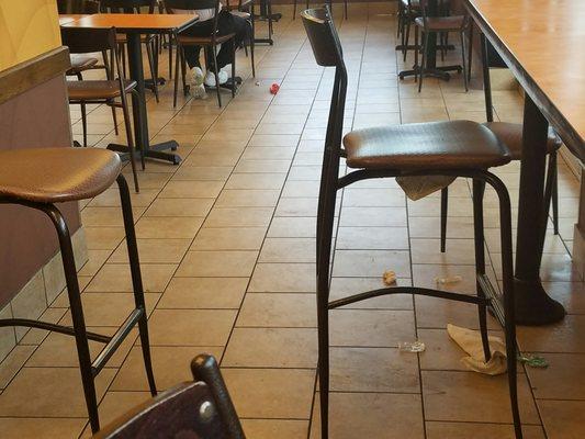 Dunkin Donuts early morning just nasty. . Tables were filthy floor neexs a mop soap and water.