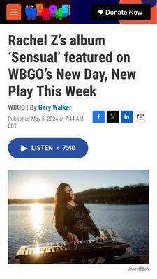 Thank you WBGO for promoting my new album Sensual on New Day , New Play!!! This is a life changing opportunity!