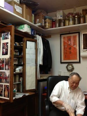 His specialty herb cabinet-  been a Chinese physician for over 40 years!