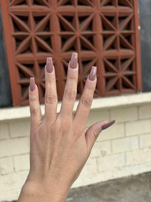 "Naked Tan" with coffin nails