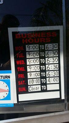 Operating hours.