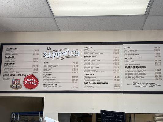 Menu as of November 2024