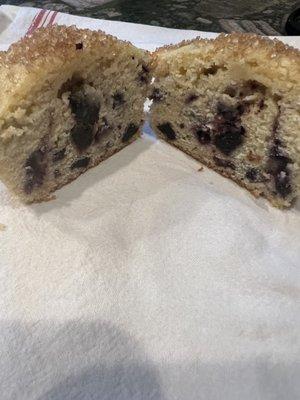 The inside of the muffins we added a cup of fresh UP wild blueberries they were definitely needed and added flavor